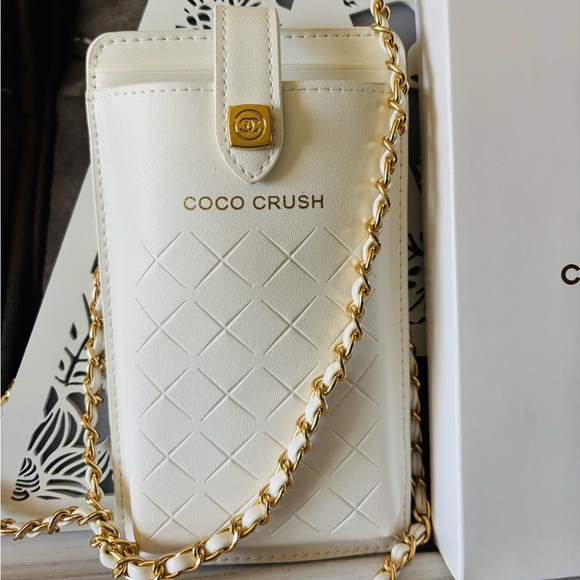CHANEL Accessories - Coco Crush White Crossbody Bag with Gold Chain. Novelty